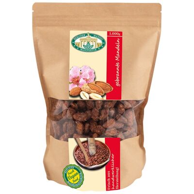Roasted almonds in a 1000g bag