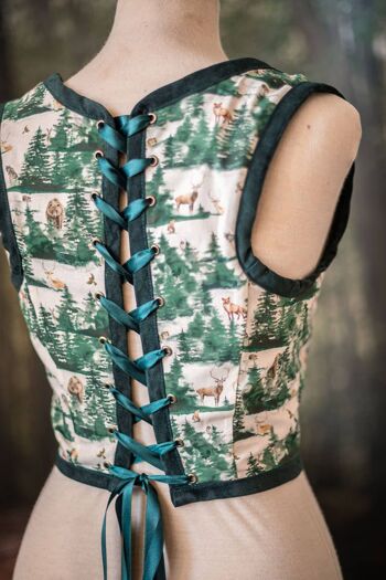 Cerf de renard forestier corsage vert corsage cottagecore gilet juste __ 4