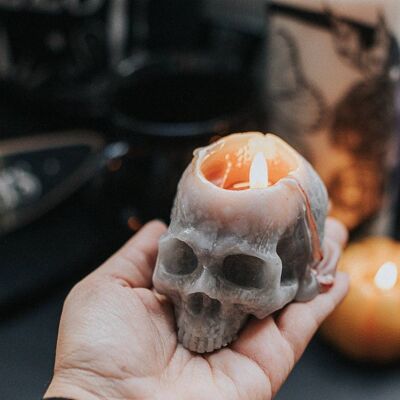 Vela calavera sangrando bruja roja huesos góticos negro decoración de Halloween vela de parafina brujería decoración de Halloween