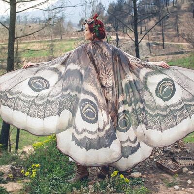 Disfraz de alas de polilla capa de mariposa alas de hadas ropa de festival disfraz de polilla de hombre ardiente