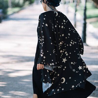 Kimono Stars Robe Sylky Clothing Cardigan Beach Celestial Fashion cover up Bohemian Summer boho chaqueta regalo para profesor academia oscura bruja