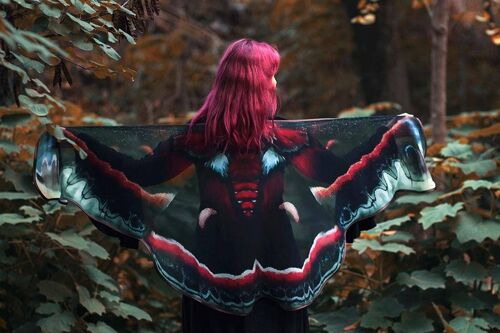 Cecropia Moth butterfly cape chiffon cloak dance wings costume short small fairy