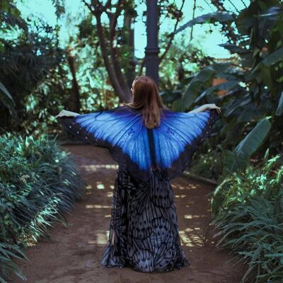 Capa con alas de mariposa Morpho azul - Pañuelo con alas de mariposa Morpho azul Ropa de fiesta