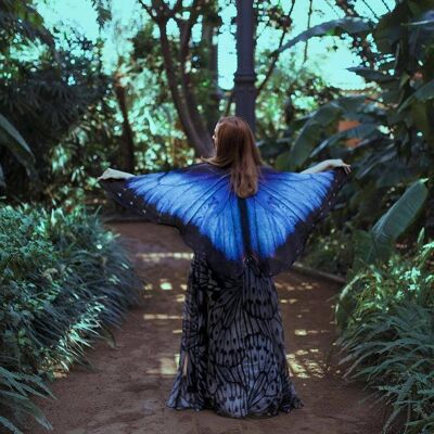 Capa con alas de mariposa Morpho azul - Pañuelo con alas de mariposa Morpho azul Ropa de fiesta