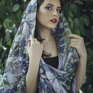 Bufanda Lavender Green Leafs nature cottagecore foulard regalo__