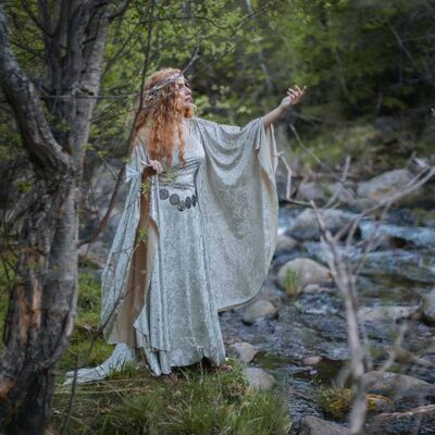 Vestido de terciopelo celta elfo blanco boda de hadas elfo medievale__