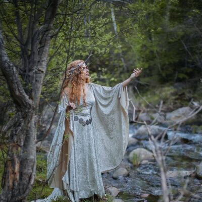 Vestido de terciopelo celta elfo blanco boda de hadas elfo medieval__