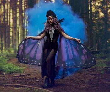 Long violet rose papillon fée ailes costume adulte danse nuptiale fantaisie Festival vêtements 3