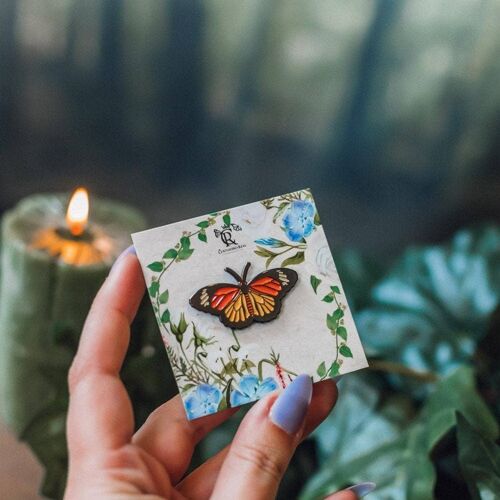 Pin esmaltado mariposa monarca naranja cottagecore regalo__