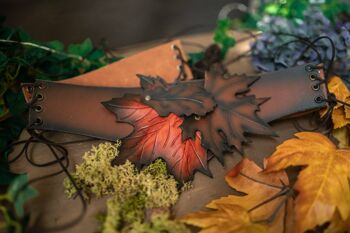 Cinturón de cuero élfico con hojas en marrón rojo otoño druida__ 2