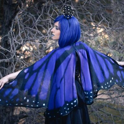 Cape de papillon bleu manteau monarque ailes de danse costume court petite lolita gothique