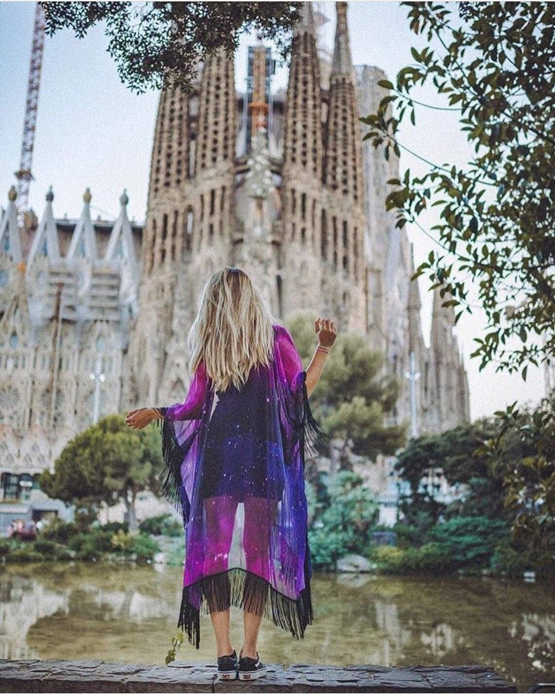 Kimono Púrpura Rosa Nebulosa Galaxia Bruja Strickjacke__