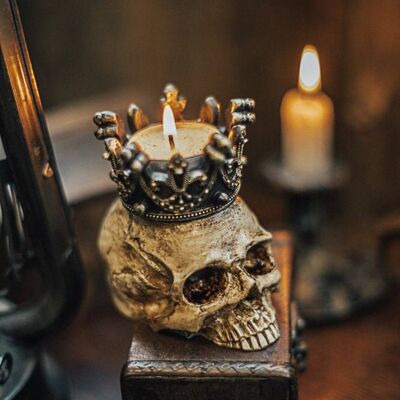 Dark academia Skull candelabro corona decoración de Halloween__