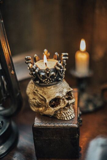 Dark academia Skull candelabro corona decoración de Halloween__ 1