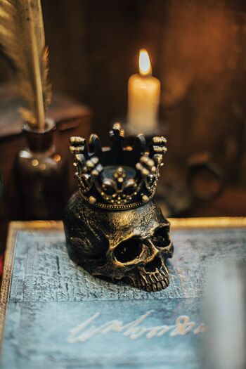 Dark academia Skull candelabro corona decoración de Halloween__ 2