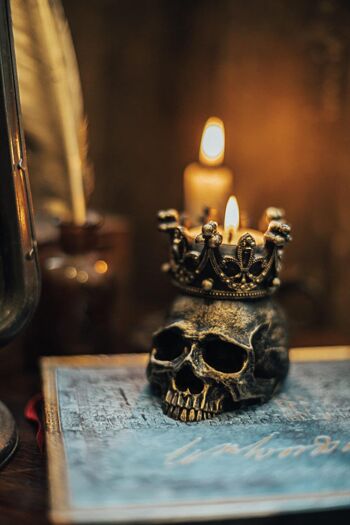 Dark academia Skull candelabro corona decoración de Halloween__ 3