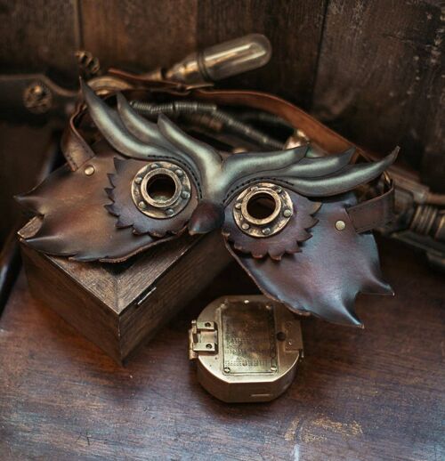 Owl Leather Mask Steampunk Style Masquerade Steampunk Mask Leather