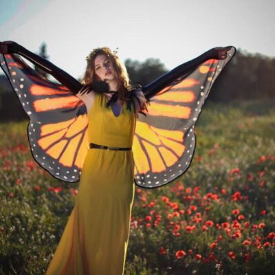 Alas de mariposa monarca capa alas traje corto pequeño fantasía halloween baile