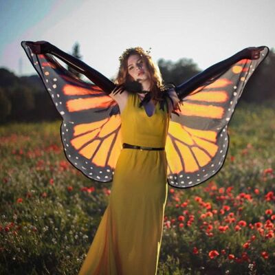 Alas de mariposa monarca capa alas traje corto pequeño fantasía halloween baile