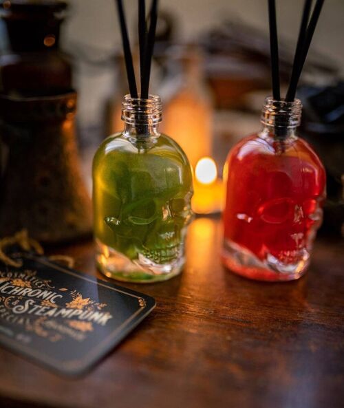 Skull reed diffuser - home decor - halloween aroma - skull glass bottle