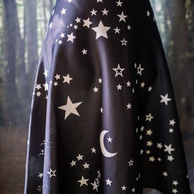 Falda de estrellas y lunas falda skater bruja celeste negra__