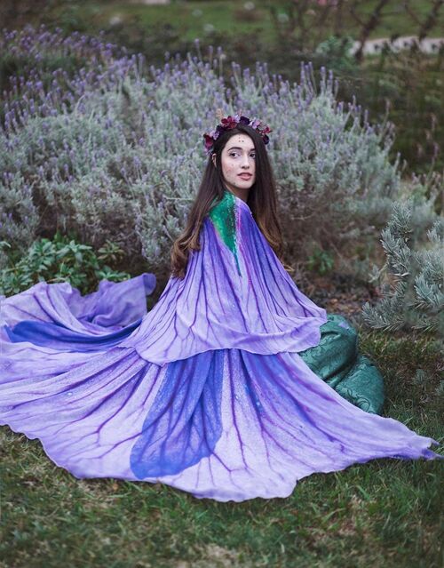 Flower cape floral cloak Violet Petunia scarf shawl purple lavender poncho convertible skirt