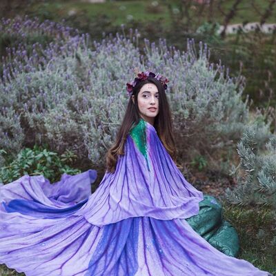 Fiore mantello mantello floreale Violet Petunia sciarpa scialle viola lavanda poncho gonna convertibile