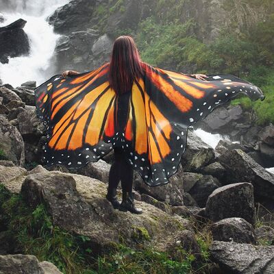 Ali di farfalla Mantello lungo monarca Costume da fata danza del ventre__