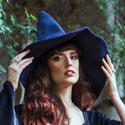 Sombrero de bruja blau mago lana mágica Felt Witchy Dark Academia__