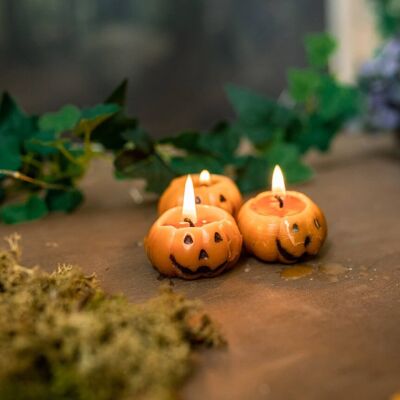 Juego de velas de calabaza Halloween canela naranja Favores de fiesta