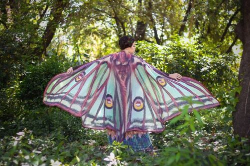 Luna moth long cape dance green butterfly wings costume__