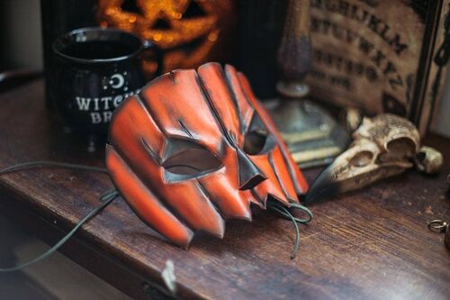Pumpkin Leather eye face Jack or Lantern Mask Halloween