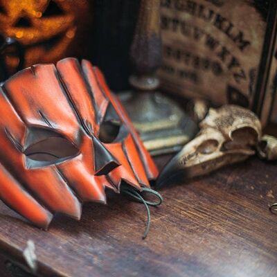 Visage d'oeil en cuir de citrouille Jack ou masque de lanterne Halloween
