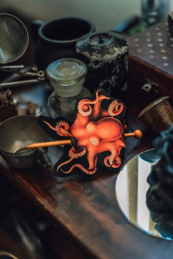 Steampunk Cthulhu Octopus Hair Barrette Vegan Leather Gothic__ 4