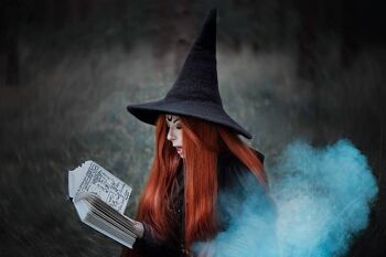 Sombrero de bruja negra mago lana mágica Fieltro brujo oscuro academia 1