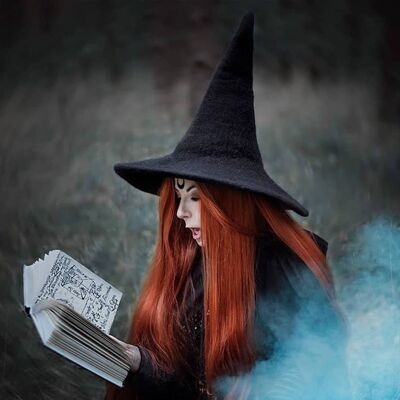 Sombrero de bruja negra mago lana mágica Campo brujo oscuro academia