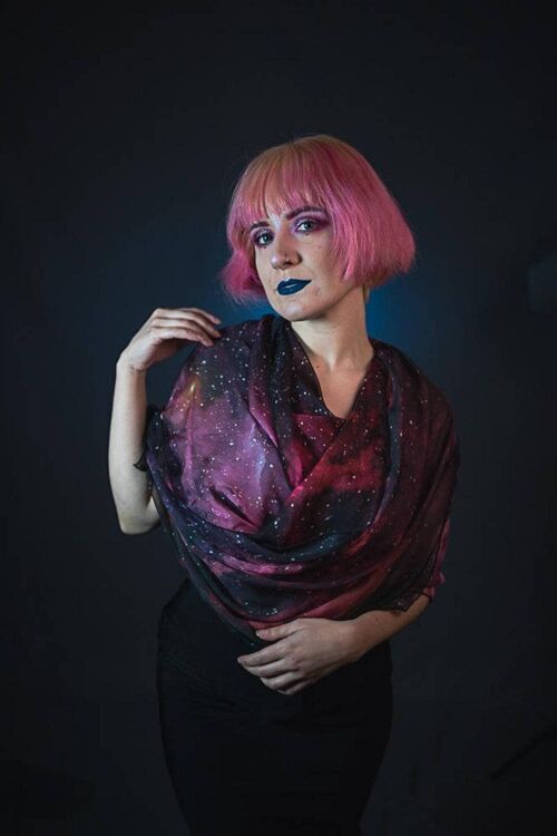 Carina Red Nebula Witchy Scarf dark Celestial foulard gift__