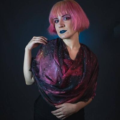 Carina Red Nebula Witchy Scarf dark Celestial foulard gift__