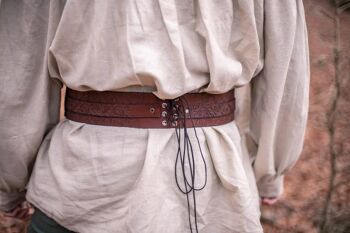 Ceinture en cuir d'elfe avec des feuilles en marron, GN druide elfique pari réglable 4