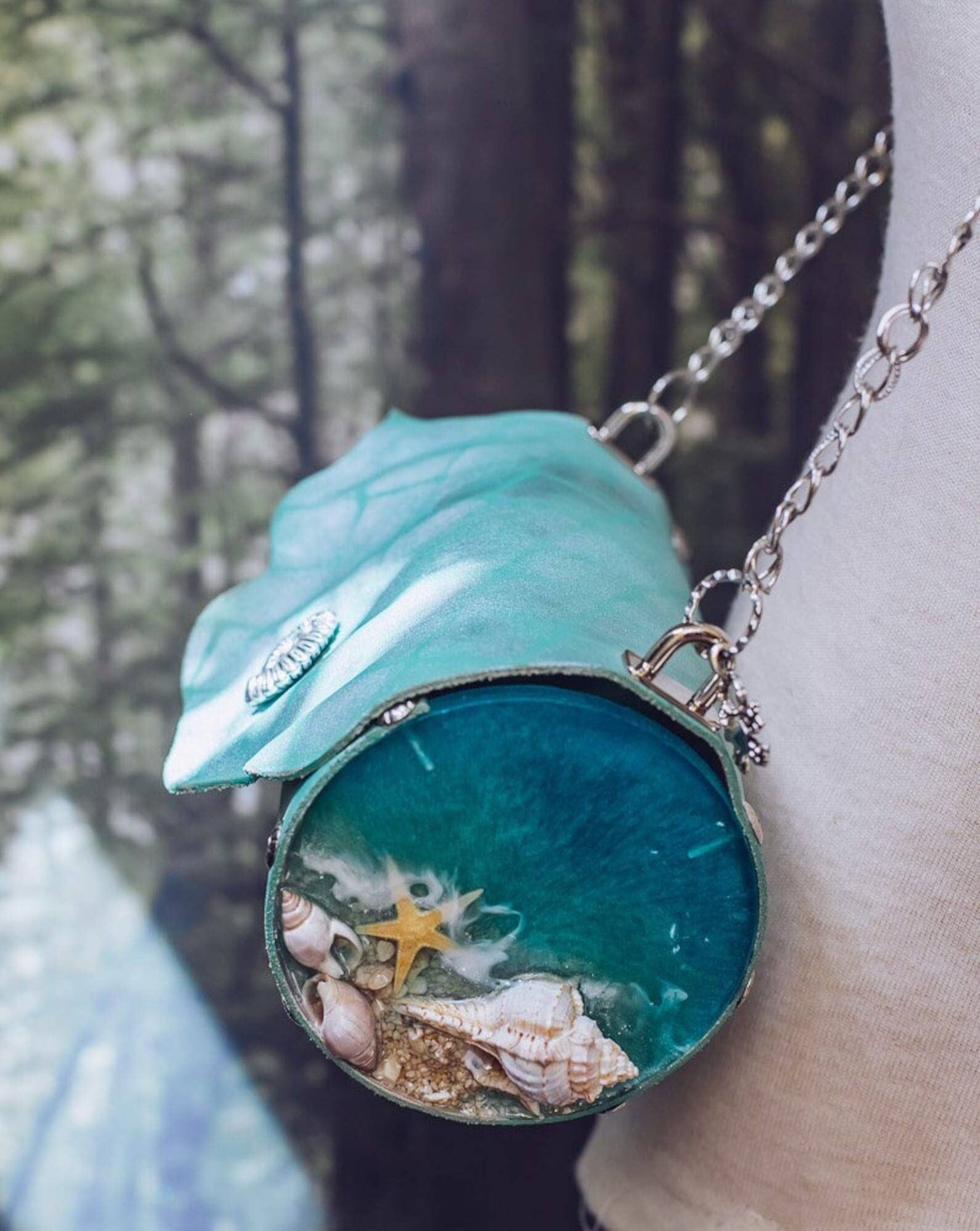 Bolso sirena playa mar bruja sirena bandolera cuero__