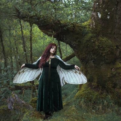 Fairy Wings Cigarra verde capa blanca Disfraz de cristal oscuro__