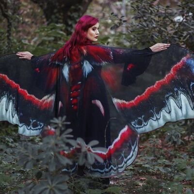 Alas de polilla capa de mariposa capa de hadas traje rojo y negro__