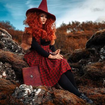 Sombrero de bruja roja mago lana mágica Fieltro brujo oscuro academia 2