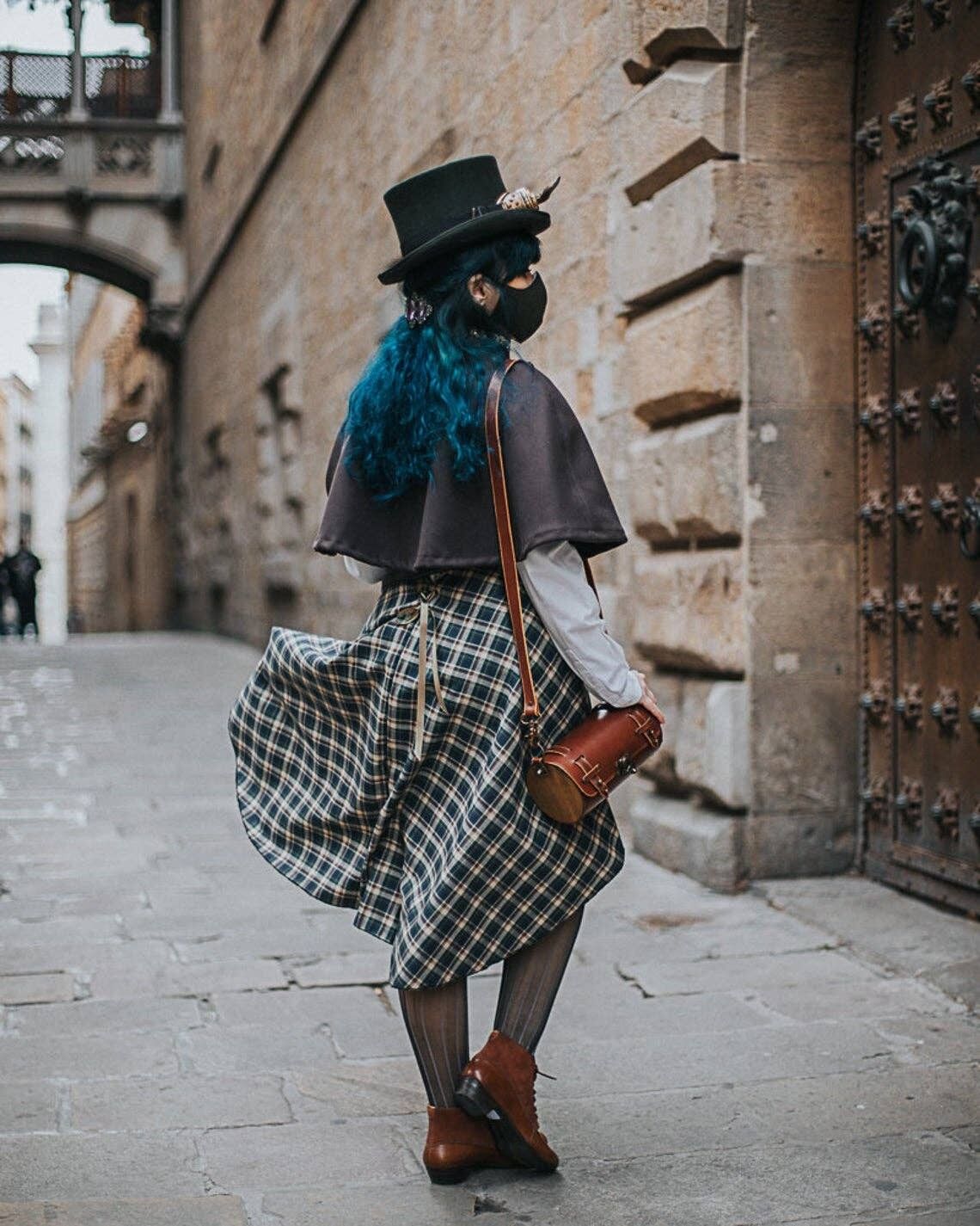 Brauner grüner Schottenrock Steampunk__