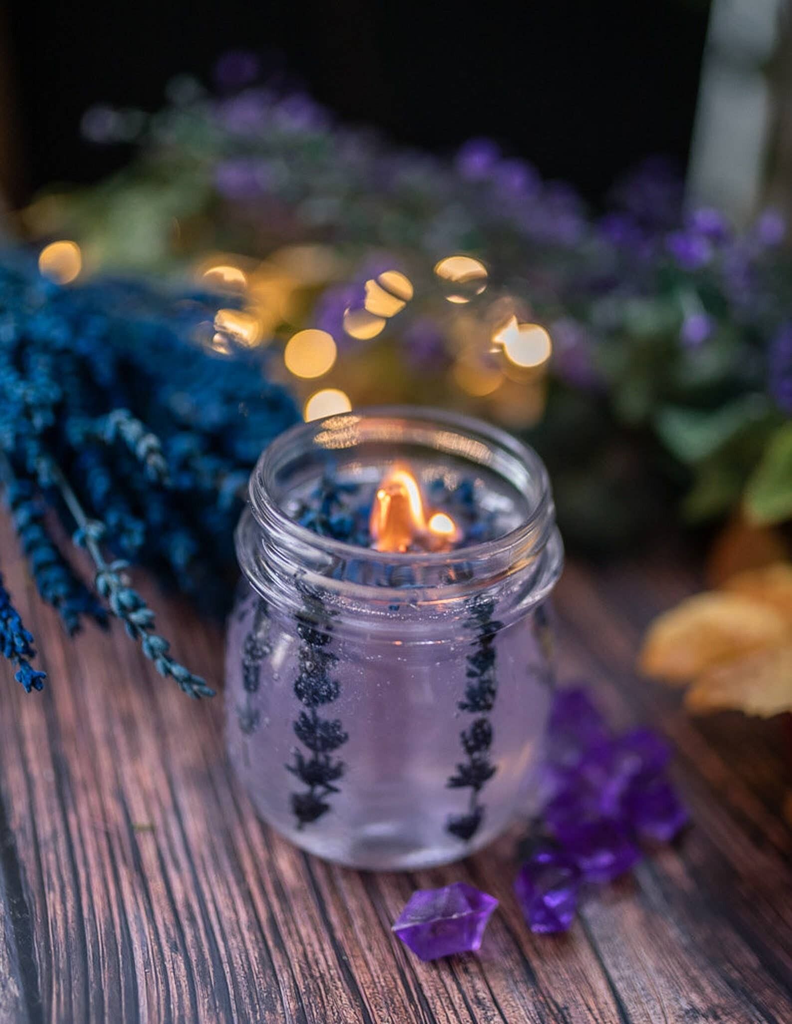 Vela Gel Jalea Morada Transparente Aroma Lavanda__