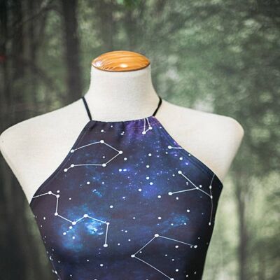 Bikini Halter top traje de baño cómodo ajustable crop top vendaje yoga ropa constelaciones estrellas celestiales