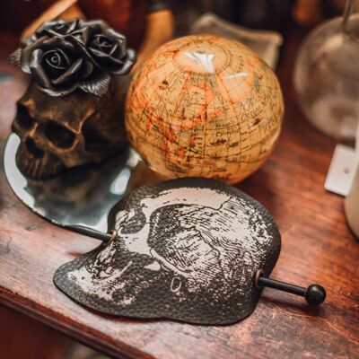 Skull Hair Barrette Vegan Leather Gothic accessory Halloween