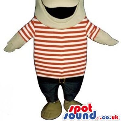 Charming bunny spotsound Mascot Costume with greenish blue jumper and in brown shoe .