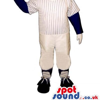 A boy spotsound Mascot Costume with pink t-shirt and a pink cap and bleu trousers .