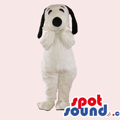 Giant teddy bear spotsound Mascot Costume in black ,gray and in white colour .